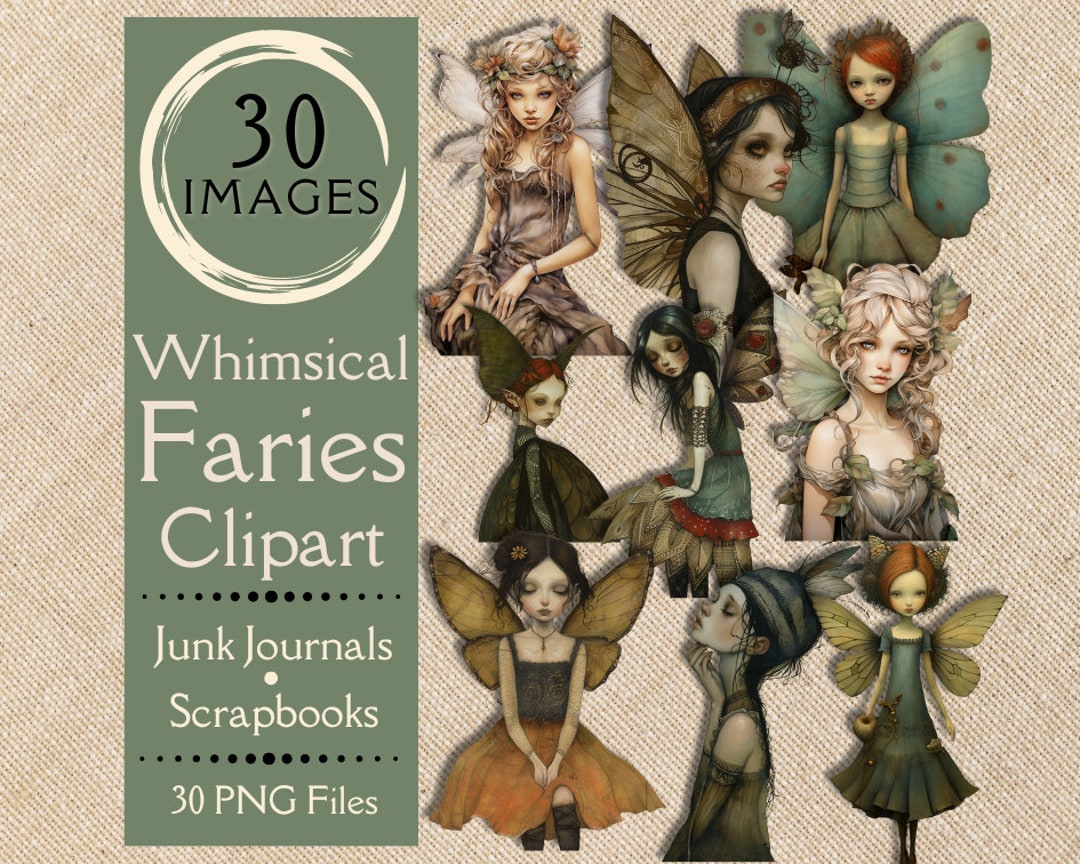 Whimsical Fairy Clipart for Junk Journals & Scrapbooks. Downloadable ...