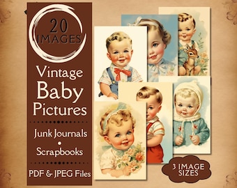 Vintage Baby Pictures. Vintage 1940s and 1950s ephemera for Junk Journals and scrapbooks. For the 1950s vintage crafter.