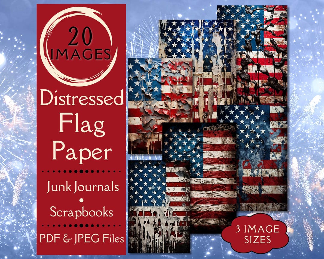 Distressed USA Flag Junk Journal Paper. Digital Paper of Grunge Flag ...