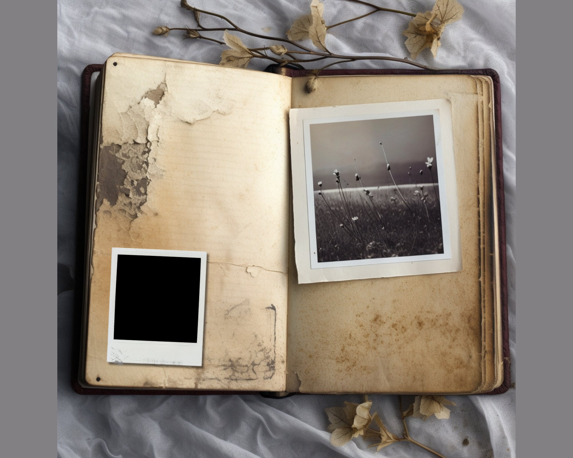 Vintage Polaroid Film Junk Journal Ephemera. Digital Paper of Original