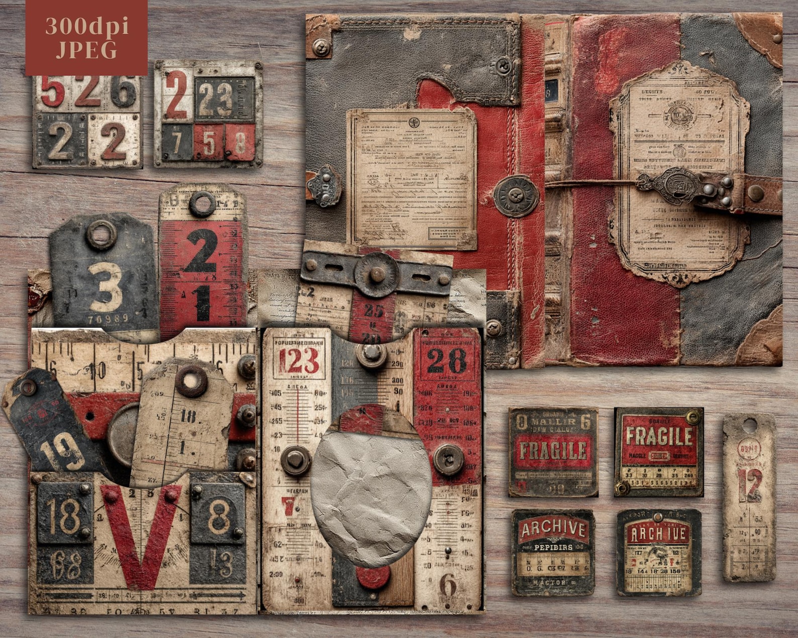 Vintage Grunge Junk Journal Kit. Digital Paper of Industrial Junk ...