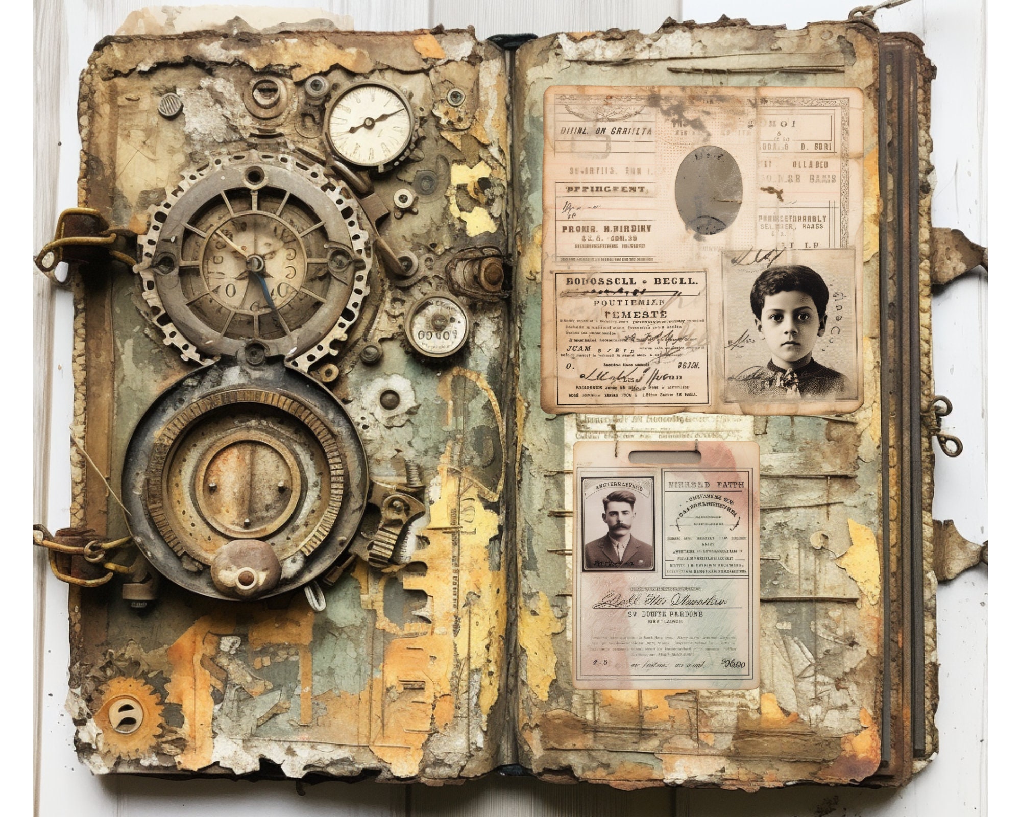 Vintage ID Cards Junk Journal Ephemera. Digital Paper of Antique ID ...