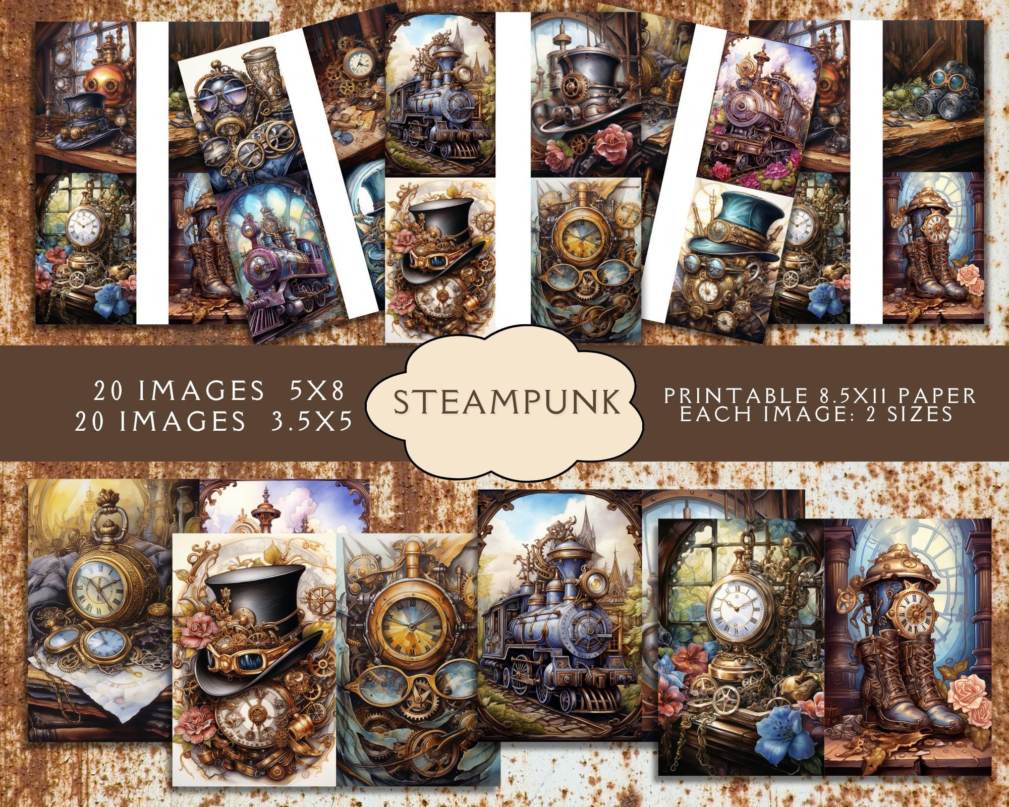 Steampunk Junk Journal Paper. Steampunk Digital Paper of Industrial ...