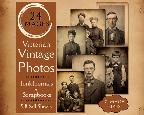 Vintage Victorian Pictures Junk Journal Paper. Digital paper of vintage victorian ephemera for junk journals. For the vintage crafter.
