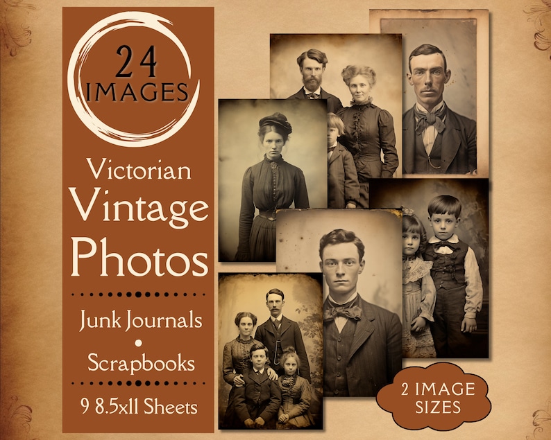 Digital paper of 1800s pictures of families, children, men and women for scrapbooks. Victorian ephemera. Vintage Victorian Pictures Junk Journal Paper. Digital paper of vintage victorian ephemera for junk journals. For the vintage crafter.