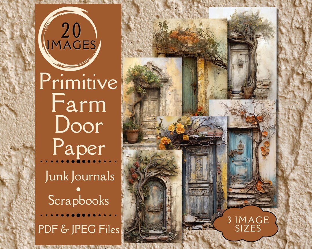 Primitive Farm Door Junk Journal Paper. Digital Paper of Rustic ...