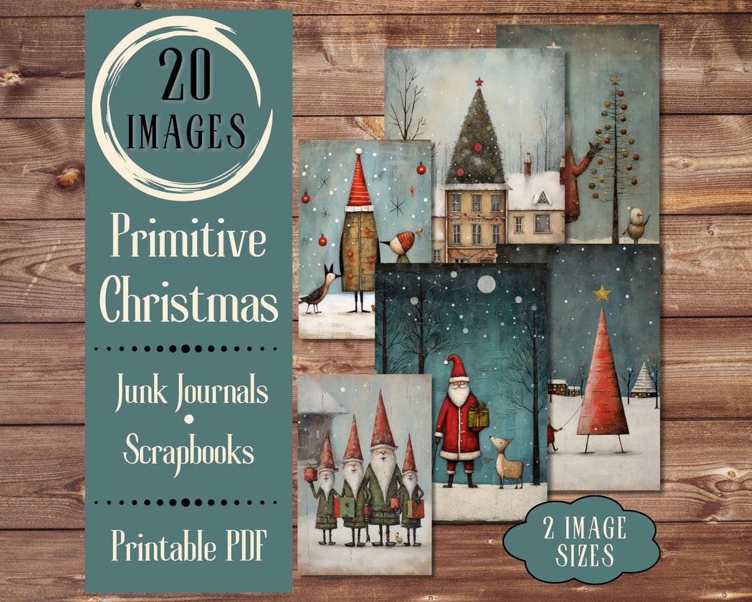 primitive-christmas-junk-journal-paper-digital-paper-of-whimsical-country-christmas-scenes-in-a-vintage-rustic-country-style-etsy