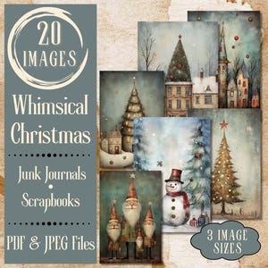 Papier journal de Noël fantaisiste. Papier numérique de scènes de Noël vintage pour des journaux indésirables et des albums de coupures. Pour les artisans fantaisistes.
