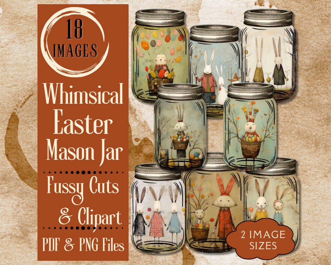 Whimsical Easter Mason Jars Junk Journal Paper. Digital Paper of ...
