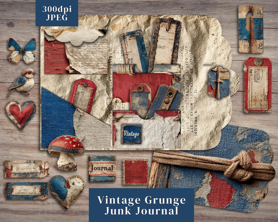 Vintage Grunge Junk Journal Kit. Digital Paper of Industrial Junk ...