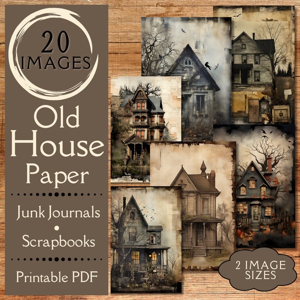 Vintage Old House Junk Journal Paper. Digital paper of decaying old grunge house for junk journals. For crafters who love old architecture.