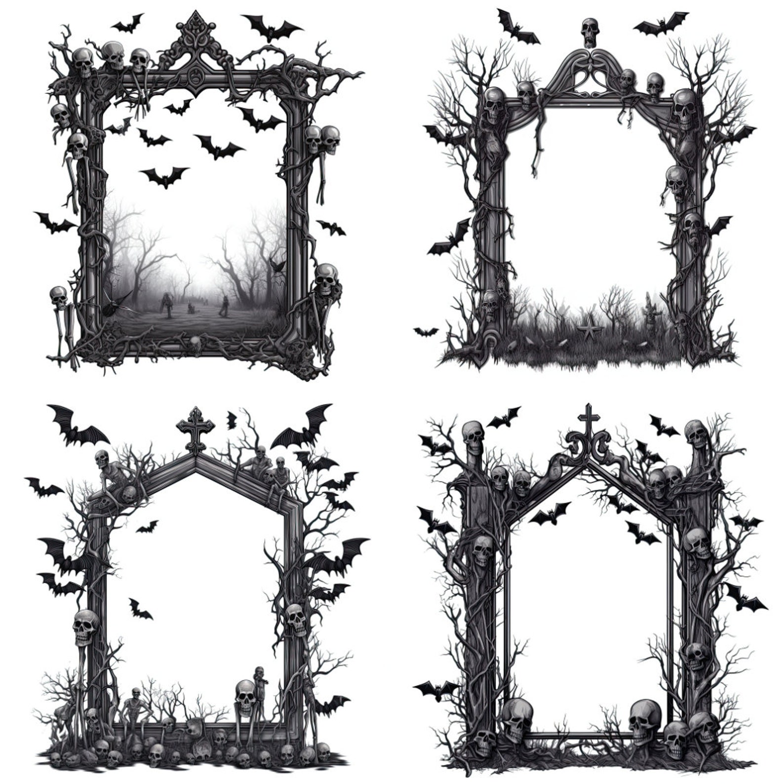 Halloween Cemetery Gate Digital Image. Digital Paper for Etsy
