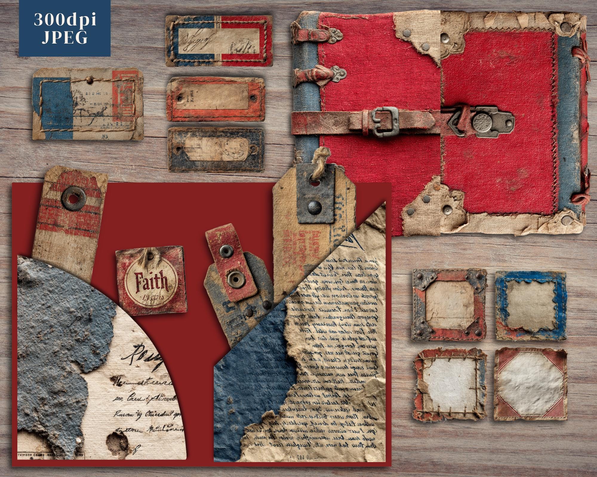 Vintage Grunge Junk Journal Kit. Digital Paper of Industrial Junk ...