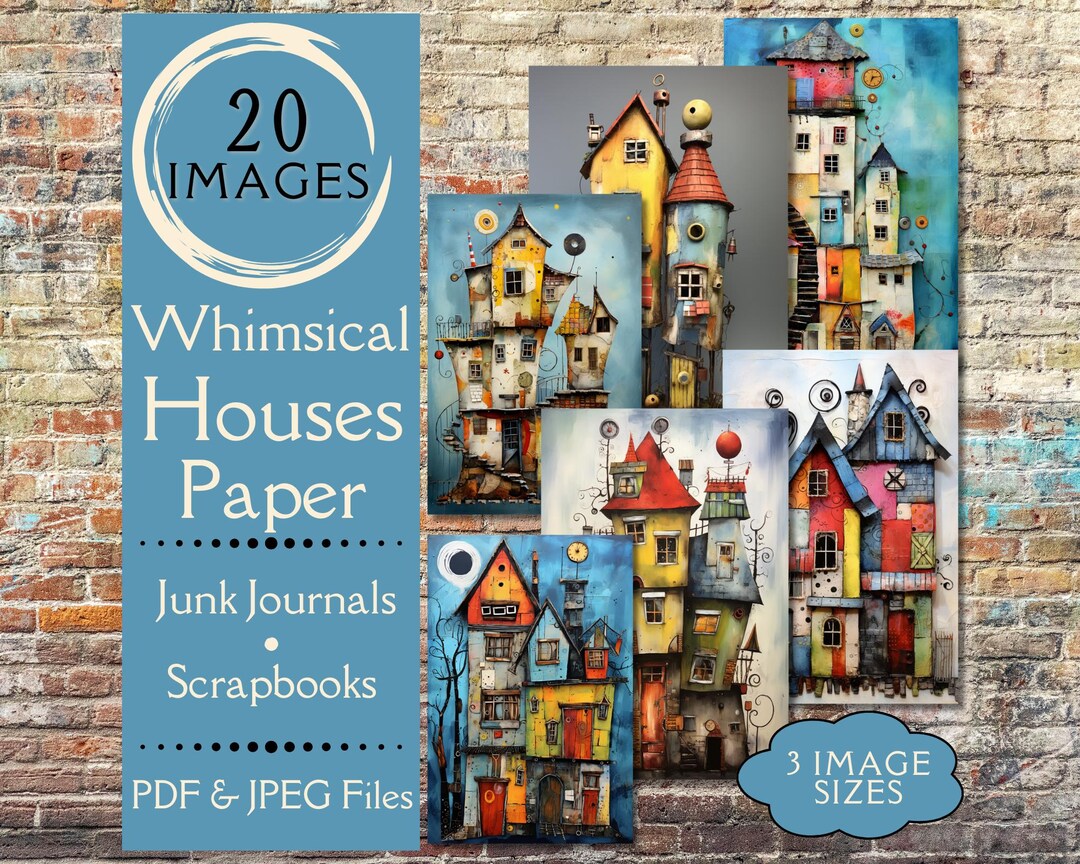 Whimsical House Junk Journal Paper. Digital Paper of Quirky House and ...