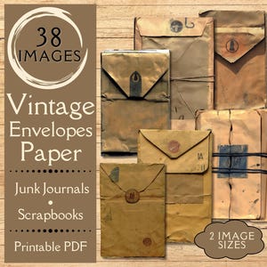 Vintage enveloppen rommeljournaal kortstondige. Digitaal papier van gelaagde antieke pakjes, circa 19e eeuw. Grunge, verouderd, verweerd en gescheurd papier.