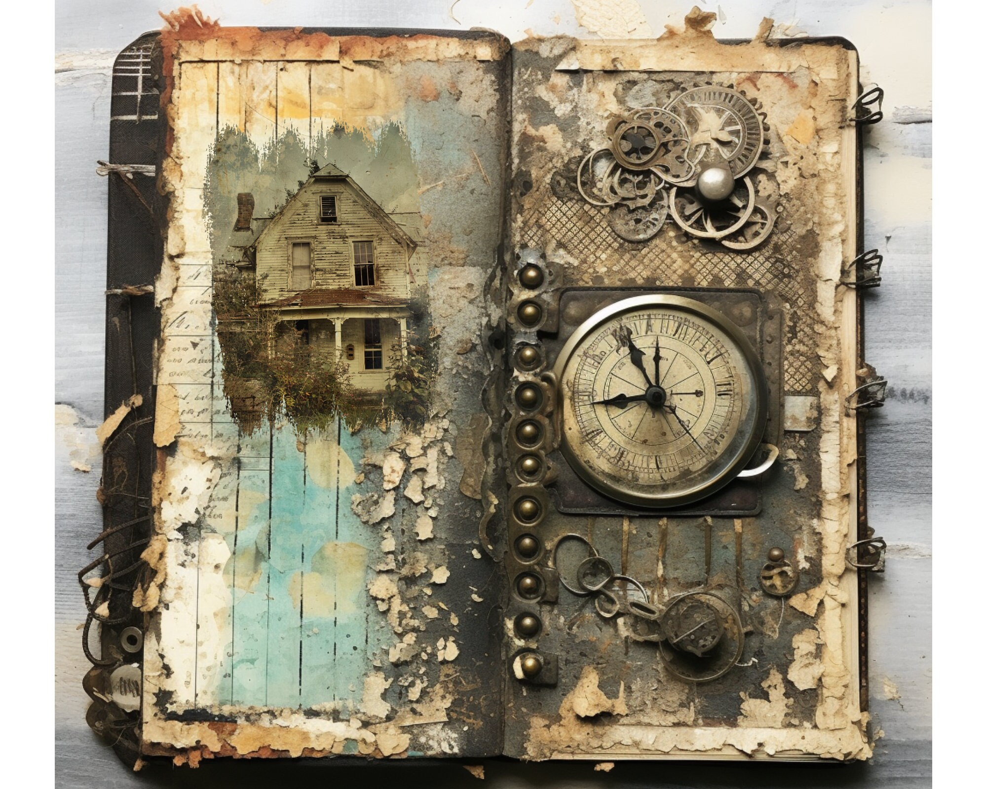 Vintage Grunge House Junk Journal Paper. Digital Paper of Decaying Old ...
