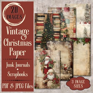 Vintage Weihnacht Junk Journal Papier. Digitales Papier mit Weihnachtsmotiven für Junk Journals. Für den Feiertagsbastler, der Weihnachten liebt.