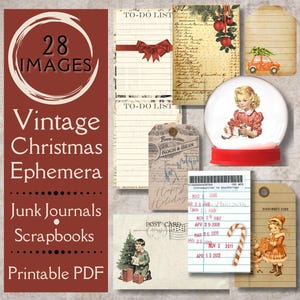 Vintage Christmas Ephemera. 1940s and 1950s digital vintage ephemera for Junk Journals and scrapbooks. For the vintage Christmas crafter.