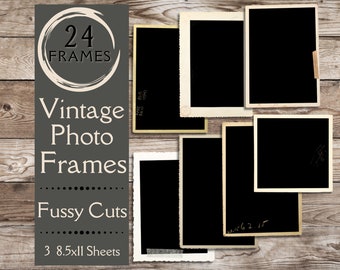 Vintage Photo Frames Fussy Cuts for Junk Journals & Scrapbooks. Digital paper of antique photo frames. For the photography crafter.