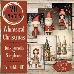 Papier journal de Noël fantaisiste. Papier numérique représentant de jolies scènes de Noël dans un style rustique et champêtre.