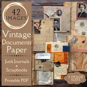 Efemere vintage documenten Junkjournaal. Digitaal papier van gelaagde antieke papieren, foto's en papiersnippers, circa 1800. Verweerd en gescheurd