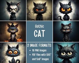 バートネスク猫のクリップアート：ハロウィーンPNG画像、商用利用可