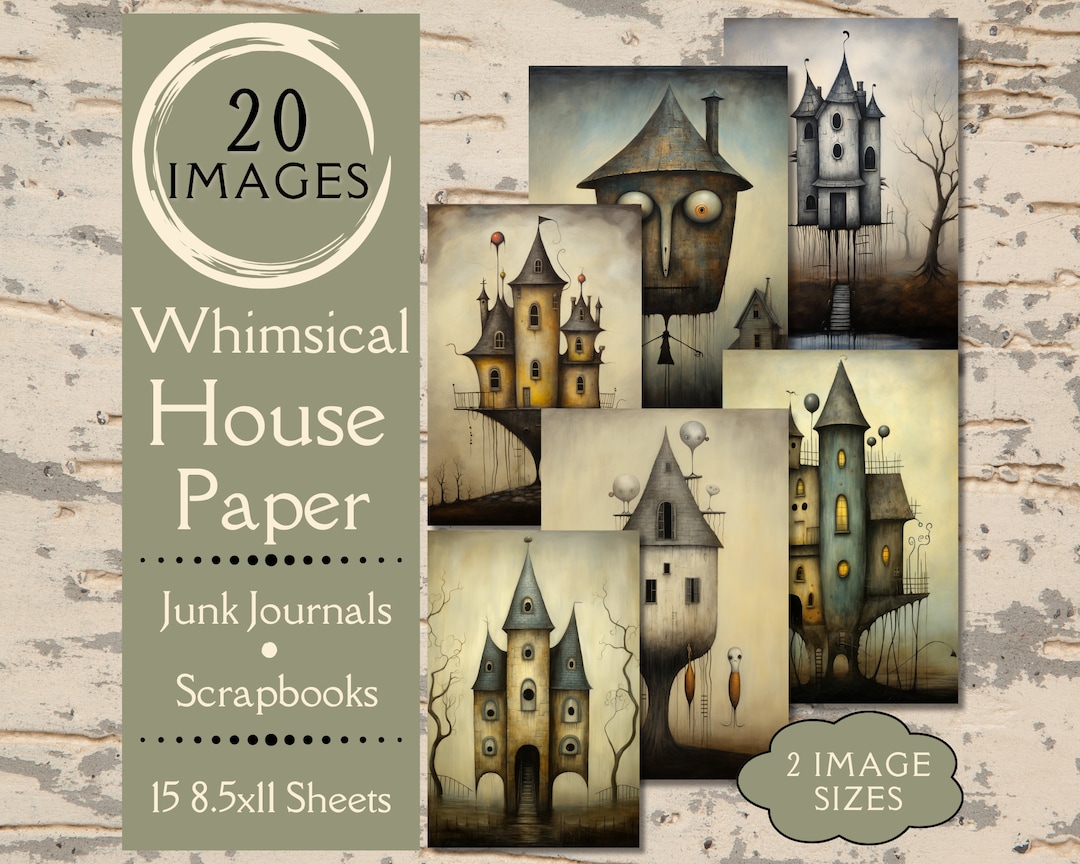 Whimsical House Scrapbook Paper. Digital Paper of Quirky Cottage in the ...
