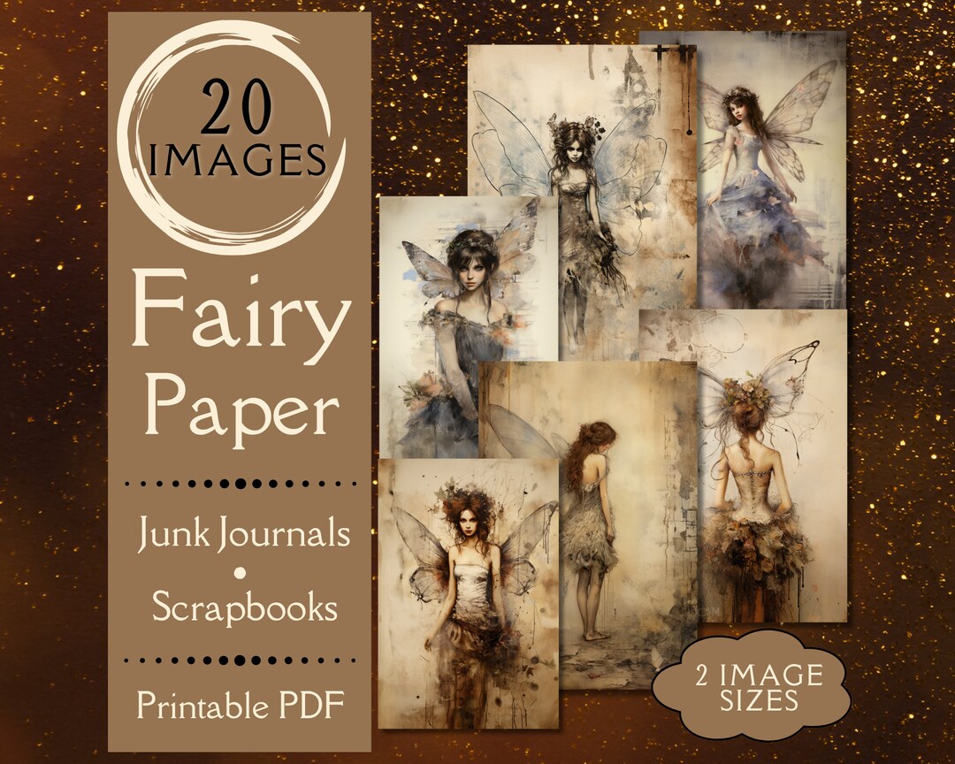 Vintage Fairy Junk Journal Paper. Digital Paper of Distressed and ...