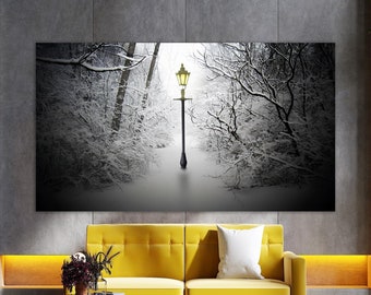 Narnia Winter Canvas Print, Snowy Forest, Fantasy Wall Art