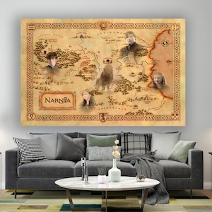 Die Chroniken von Narnia Karte, Karte von Narnia, Leinwand Wandkunst, Narnia Karte, Narnia Leinwand, Narnia Kunst, Antike Karte Kunst Leinwand, Karte Leinwand