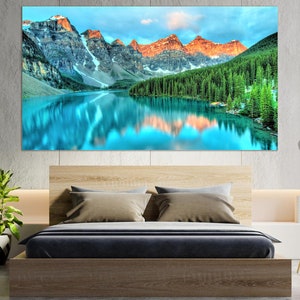 Moraine Lake Canvas, Moraine Lake Sunrise, Banff National Park Canada, Landscape Photography, Nature Wall Art, Office Home Decorations