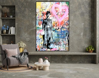 Charlie Chaplin Pop Art Print, Banksy Graffiti Style (Digital Download)