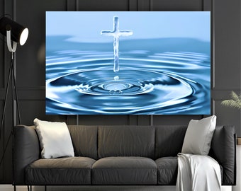 Cross Drop Canvas Print, Christian Wall Art, Bible Decor