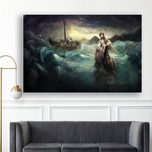 Christ Walk on Water,Jesus the Wonder-Worker, ,Jesus Walking On Water ,Jesus Christ Canvas Framed ,Christian Canvas,Jesus Wall Art,Jesus Art