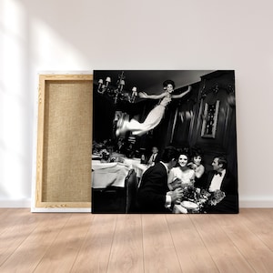 Flying Woman in Paris, Rare Photo Print, Canvas Wall Art, Photo Art Print, Black and White Photography,  Vintage Art, Cafe Wall Art