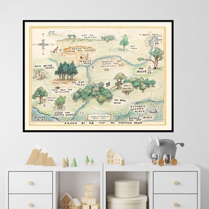 100 Morgen Holz Karte, Winnie The Pooh Original Aker Karte, Classic Pooh, Herzstück Kinderzimmer Dekoration, Baby Shower, Geburtstagsparty, Kinderzimmer Dekor