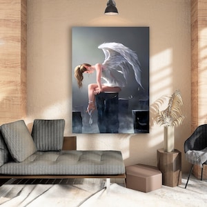 Angel Woman Canvas Wall Art, Winged Woman Art Canvas, Angel Woman,  Fairy Canvas Wall Art, Winged Angel Woman Canvas Wall Art,  Angel Poster