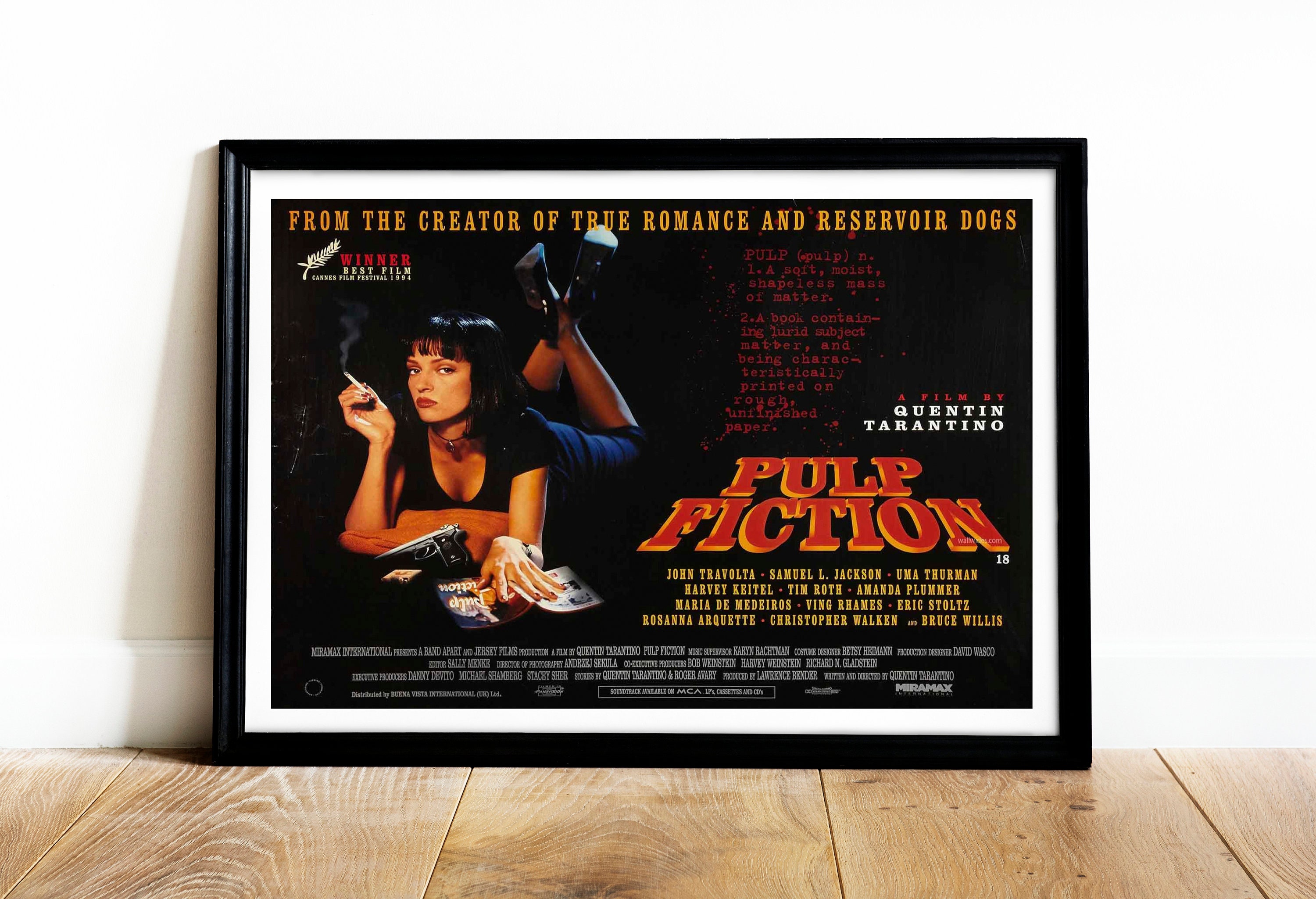 Pulp Fiction Film Poster, Mia and Vince, Uma Thurman, John Travolta,  Quentin Tarantino, Jack Rabbit Slims, Original Art Print 