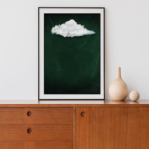 Cloud Artwork, Minimalist Cloud Print, Emerald Green Cloud, Emerald Green Wall Art,  Minimalist Wall Art, One Piece Poster, Maximalist Decor