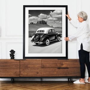 Vintage Car, Classic Car Wall Print, Vintage Poster, Black White Car, Classic Car, Retro Car, Printable Wall Art, Classic Car Wall Art