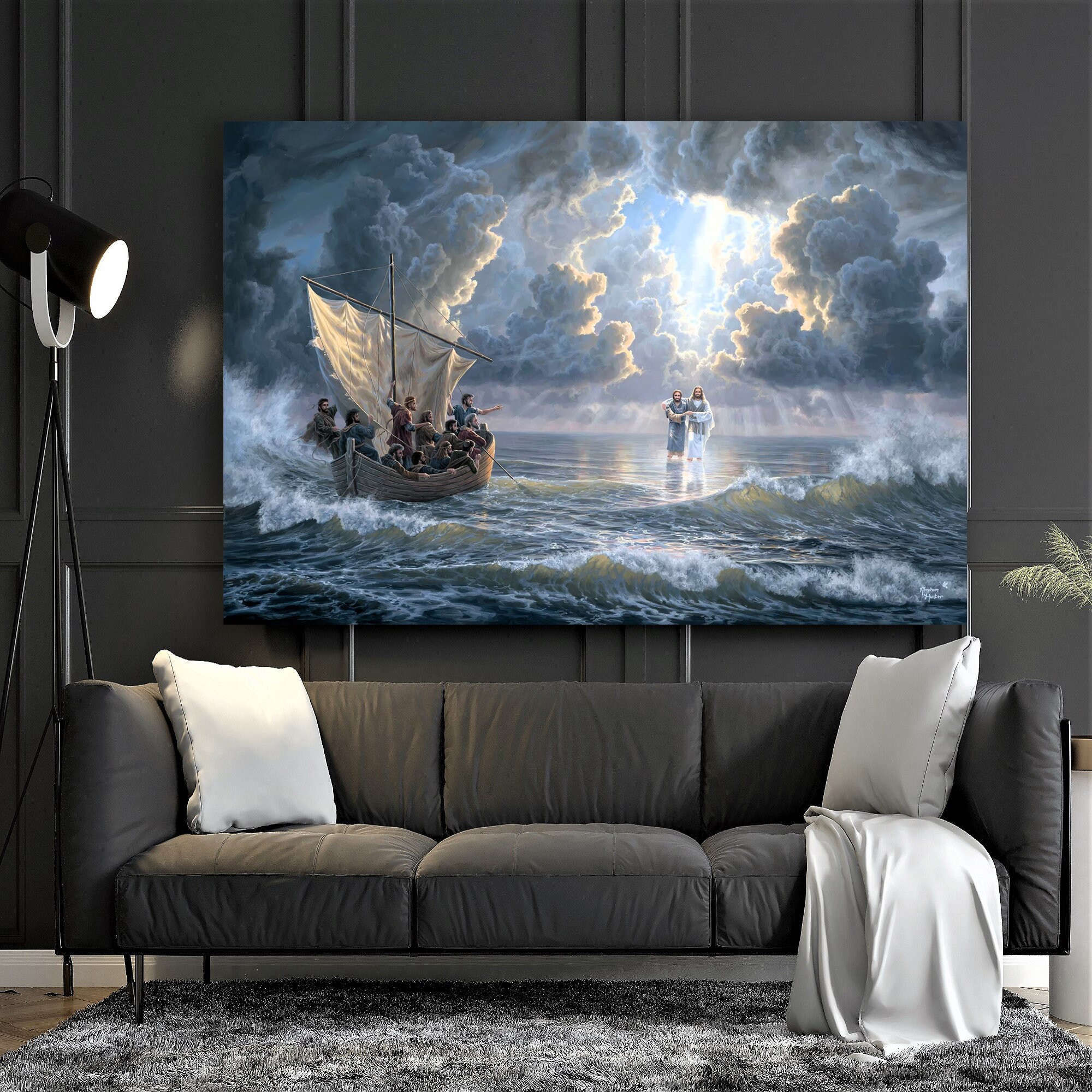 Jesus Walking on Water Canvas Print, Christian Wall Art, Xmas Gift - Etsy