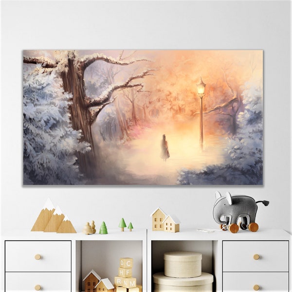 Chronicles of Narnia, Narnia Wall Art, Lamp Post, Winter Art Print, Lucy Pevensie, C S Lewis Chronicles of Narnia Poster, Kids Room Wall Art