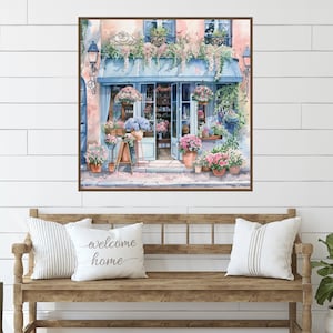 Paris Flower Shop Watercolor Art Print: French Cityscape (Digital Download