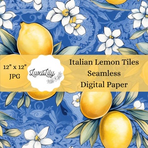 Carrelage italien citrons papier numérique transparente motif floral citron citron méditerranéen pages arrière-plans papier imprimable téléchargement