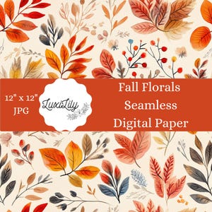 Fall Florals Seamless Digital Paper: Thanksgiving Scrapbook Pattern (Digital Download)