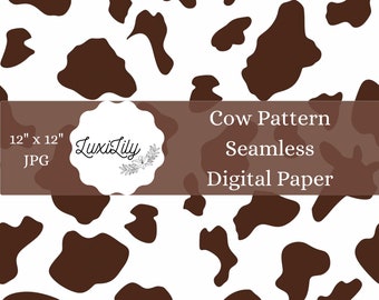 Brown Cow Print Seamless Digital Paper: Western Texture (Digital Download)