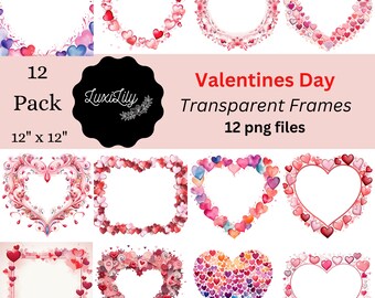 Aquarell Valentinstag Herz Ränder Clipart Sublimationsrand Rahmen Blumenrahmen PNG Valentinstag Karte Rahmen Valentinstag Clipart