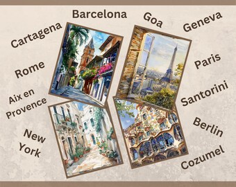 Custom Travel Poster Set (3): Any City Watercolor Art (Digital Download)