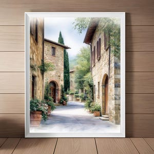 San Gimignano Art, Italy Watercolor Painting, Italian Streetscape Print, Italian Wall Art, Travel Poster, Travel Gift, European Wall Decor