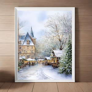 German Christmas Market Art Print, Germany Wall Art, Germany Watercolor Painting, European Travel Poster, Europe Travel Gift, Wall Decor